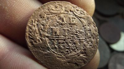 Лот: 11073383. Фото: 1. Нечастая денга 1731 года. Крест... Россия до 1917 года