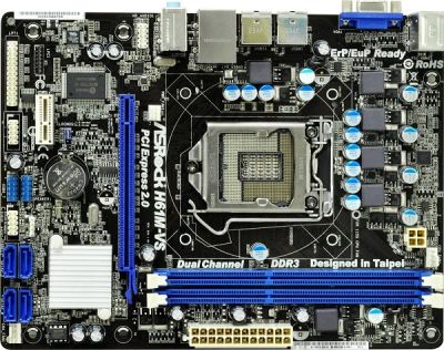 Лот: 4457342. Фото: 1. Материнская плата ASRock H61M-VS. Материнские платы