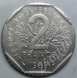 Лот: 352693. Фото: 1. Франция. 2 франка 1982г. Ребристый... Европа