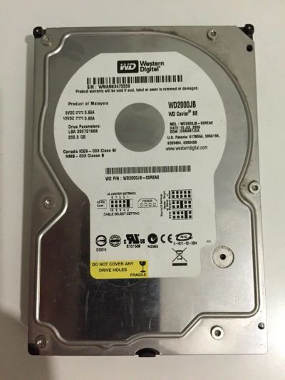 Лот: 6769957. Фото: 1. Жесткий диск WesternDigital 200GB... Жёсткие диски (HDD)