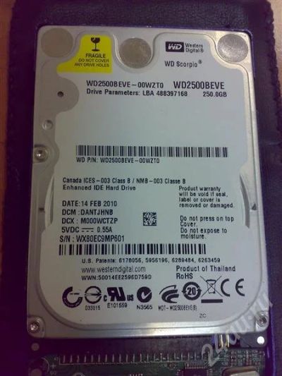 Лот: 731291. Фото: 1. Жесткий диск 2.5" 250Gb IDE WD... Жёсткие диски (HDD)