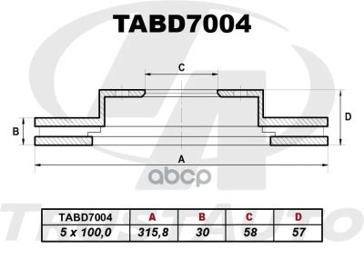 Лот: 24851605. Фото: 1. Тормозной Диск (Ta) Tabd7004 26300-Ag00126300-Ag02a26300-Ag000... Тормозная система