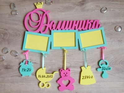 Лот: 6888787. Фото: 1. Метрика для новорожденных с 3-мя... Фоторамки, фотоальбомы