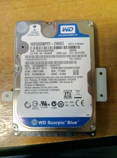 Лот: 10669529. Фото: 1. Жесткий диск WD5000BPVT-24HXZ. Жёсткие диски (HDD)