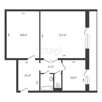Лот: 20982954. Фото: 1. Продам 2-комн. кв. 67.9 кв.м... Квартиры, студии