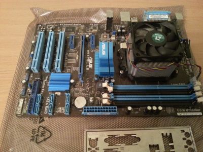 Лот: 9220495. Фото: 1. Материнка ASUS m5a78l-le+AMD FX-6100. Материнские платы