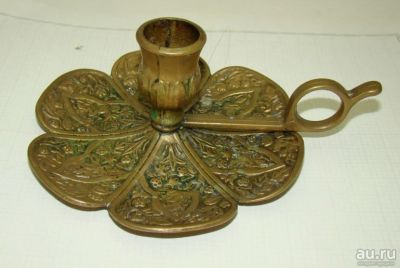 Лот: 12886902. Фото: 1. Подсвечник с ручкой винтажный... Другое (антиквариат)