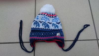 Лот: 8810067. Фото: 1. Зимняя синяя шапочка с помпоном... Головные уборы