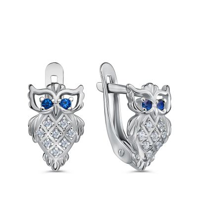 Лот: 23875831. Фото: 1. Серебряные серьги с фианитами. Серьги, каффы