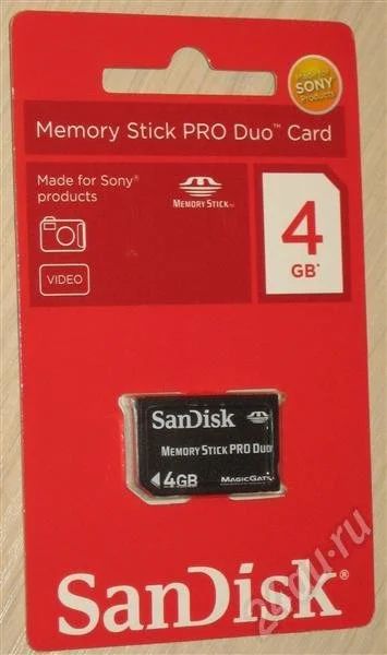 Лот: 708239. Фото: 1. Memory Stick PRO Duo 4GB. USB-флеш карты