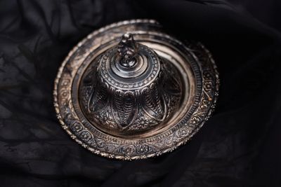 Лот: 16754119. Фото: 1. Старинная икорница серебрение... Предметы интерьера и быта