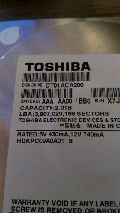 Лот: 12250958. Фото: 1. Жесткий диск Toshiba 2tb. Жёсткие диски