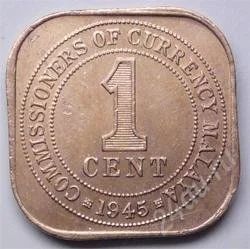 Лот: 145889. Фото: 1. Малайя. 1 цент 1945г. Необычная... Азия