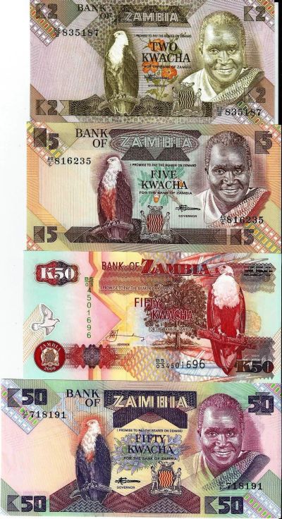 Лот: 11841366. Фото: 1. Замбия . банкноты 4 шт . Африка