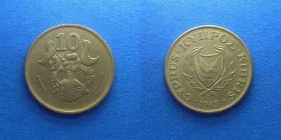 Лот: 15928992. Фото: 1. Кипр 10 центов 1983. Европа