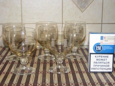 Лот: 1601576. Фото: 1. Стеклянные бокалы 5 шт. Кружки, стаканы, бокалы