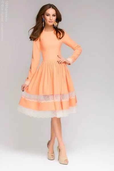 Лот: 5316656. Фото: 1. Платье 1001Dress длины миди персиковое... Платья