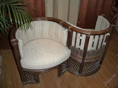Лот: 1756504. Фото: 1. Кресло двустороннее из ротанга... Кресла, пуфы