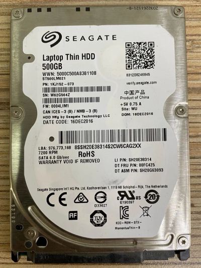 Лот: 19066893. Фото: 1. Жесткий диск 2.5 500GB Seagate... Жёсткие диски