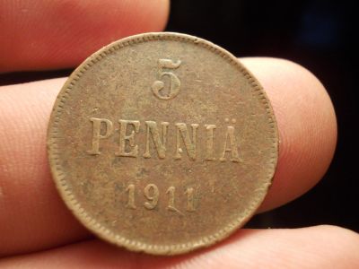 Лот: 12640152. Фото: 1. 5 пенни 1911 года. Русская Финляндия... Россия до 1917 года