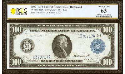 Лот: 21509497. Фото: 1. банкнота 100 долларов США 1914... Америка