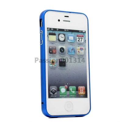 Лот: 6629673. Фото: 1. Синий алюминиевый бампер на iphone... Чехлы, бамперы