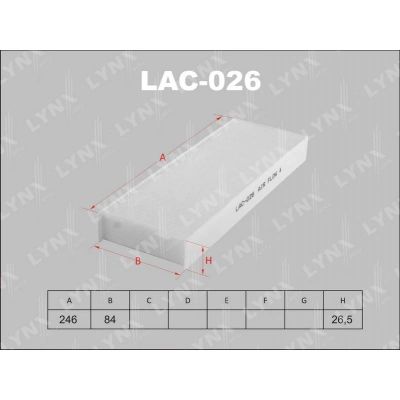 Лот: 13356823. Фото: 1. Lynx LAC-026 Салонный фильтр. Расходные материалы