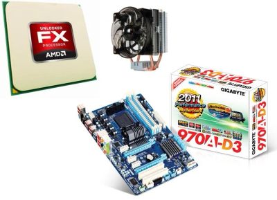 Лот: 3647248. Фото: 1. Комплект Socket AM3+ AMD FX-4100... Материнские платы