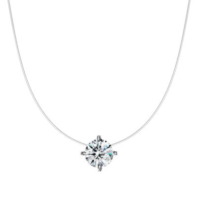 Лот: 23893525. Фото: 1. Серебряное колье на леске с фианитом... Цепочки