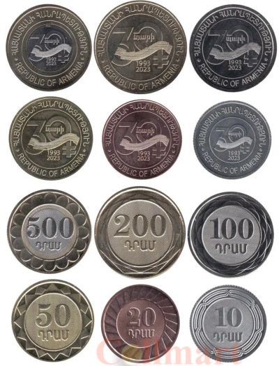Лот: 21132991. Фото: 1. Армения набор из 6 монет 2023... Страны СНГ и Балтии