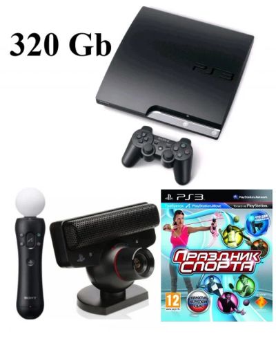 Лот: 4084392. Фото: 1. Sony PlayStation 3 Slim 320Gb... Игровые приставки, консоли
