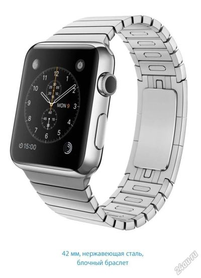 Лот: 5697587. Фото: 1. Apple Watch 42 мм, нержавеющая... Смарт-часы, фитнес-браслеты, аксессуары