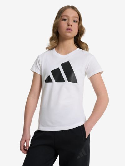 Лот: 25085490. Фото: 1. Футболка для девочек adidas, Белый. Другое (спортивная одежда)