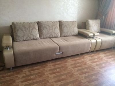 Лот: 13924722. Фото: 1. Диван + кресло (б/у) для дачи... Диваны