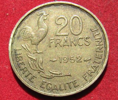 Лот: 19059992. Фото: 1. Франция 20 франков, 1952 г. Остальные страны