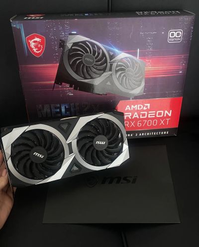 Лот: 20946632. Фото: 1. MSI Radeon RX 6700XT OC 12GB... Видеокарты