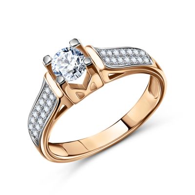 Лот: 23842518. Фото: 1. Золотое кольцо с кристаллами Swarovski... Кольца, перстни