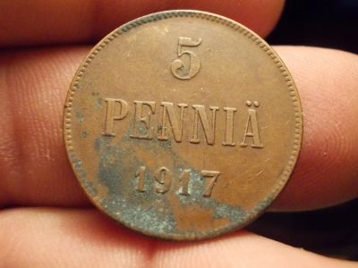 Лот: 12640590. Фото: 1. 5 пенни 1917 года. Русская Финляндия... Россия до 1917 года