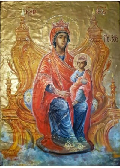 Лот: 20053374. Фото: 1. Антикварная Большая Икона Богоматерь. Иконы