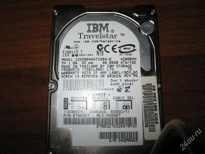 Лот: 1101838. Фото: 1. винт IBM travelstar 40GB. Жёсткие диски (HDD)