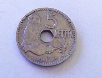 Лот: 25849658. Фото: 1. Греция 5 лепт 1912 один год чекана. Европа