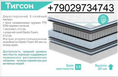 Лот: 25652287. Фото: 1. Матрас Тигсон 80х190 (Высота 20см... Матрасы