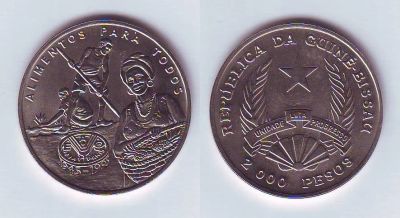 Лот: 11813623. Фото: 1. Монета - Гвинея-Бисау 2000 песо... Африка