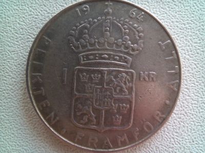 Лот: 14611987. Фото: 1. Монета Швеции, Серебро, 1 крона... Европа