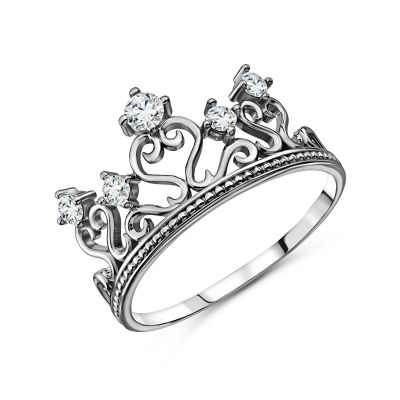 Лот: 23843361. Фото: 1. Серебряное кольцо Корона с фианитами... Кольца, перстни
