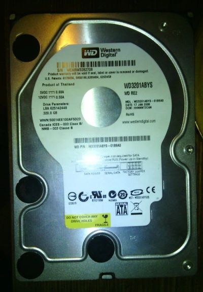 Лот: 15138324. Фото: 1. HDD SATA 320GB (Western Digital... Жёсткие диски