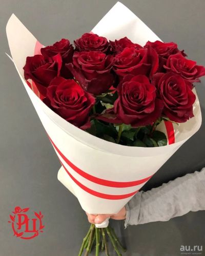 Лот: 13607540. Фото: 1. Лот № 319 Букет из 11 роз 50 см... Свежие цветы