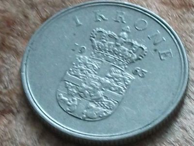 Лот: 9768673. Фото: 1. Монета 1 крона одна Дания 1963... Европа