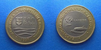 Лот: 15929235. Фото: 1. Португалия 200 эскудо 1997 экспо98... Европа