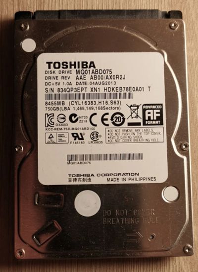 Лот: 20130852. Фото: 1. Hdd 2.5 750 Toshiba. Жёсткие диски